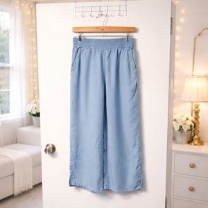 ✨ DKNY Soft Blue 100% Tencel Pull On Wide Leg Pants Lightweight Size M